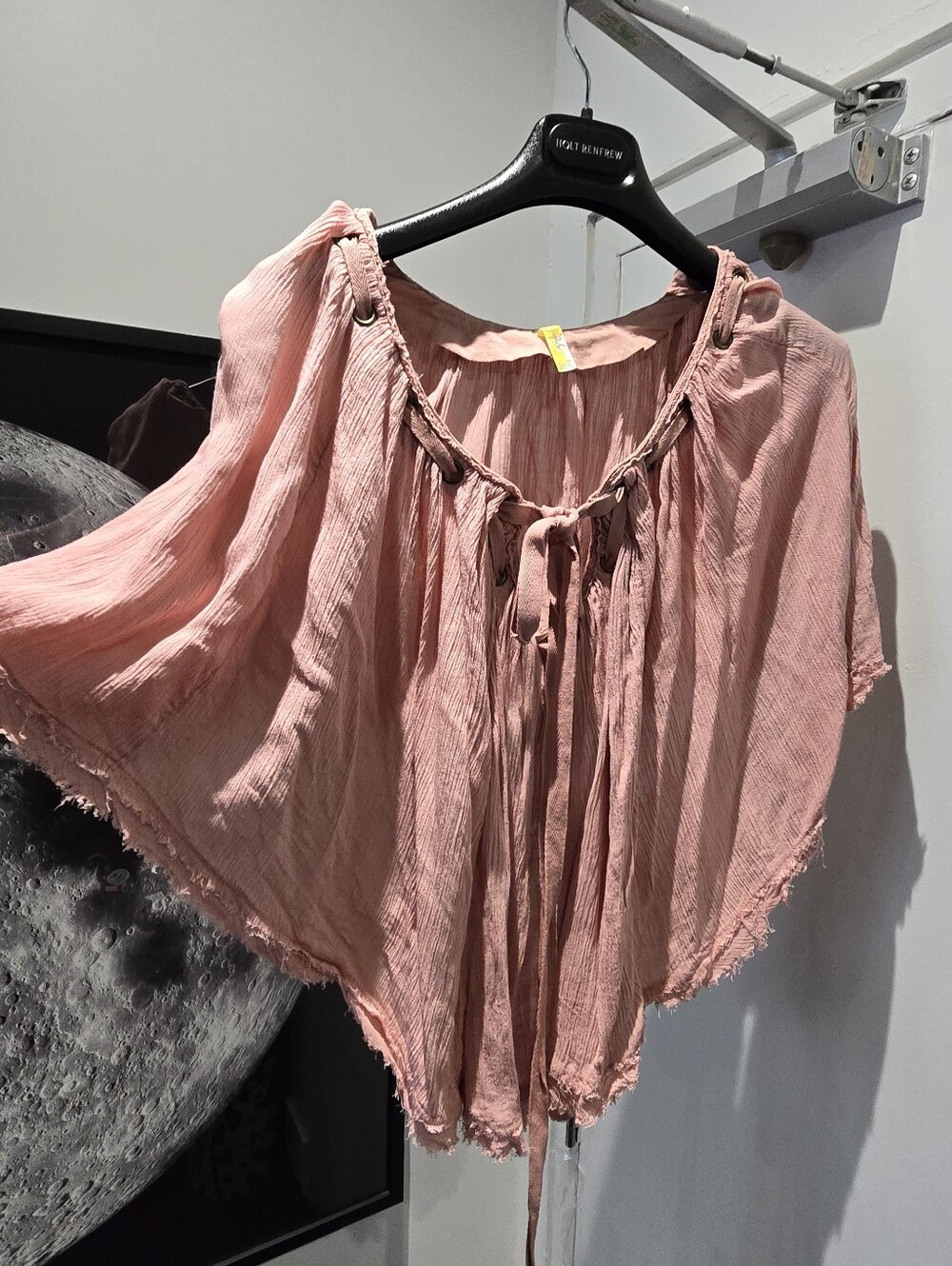 Y2K Free People Dusty Rose Peasant Tie-Front Poncho